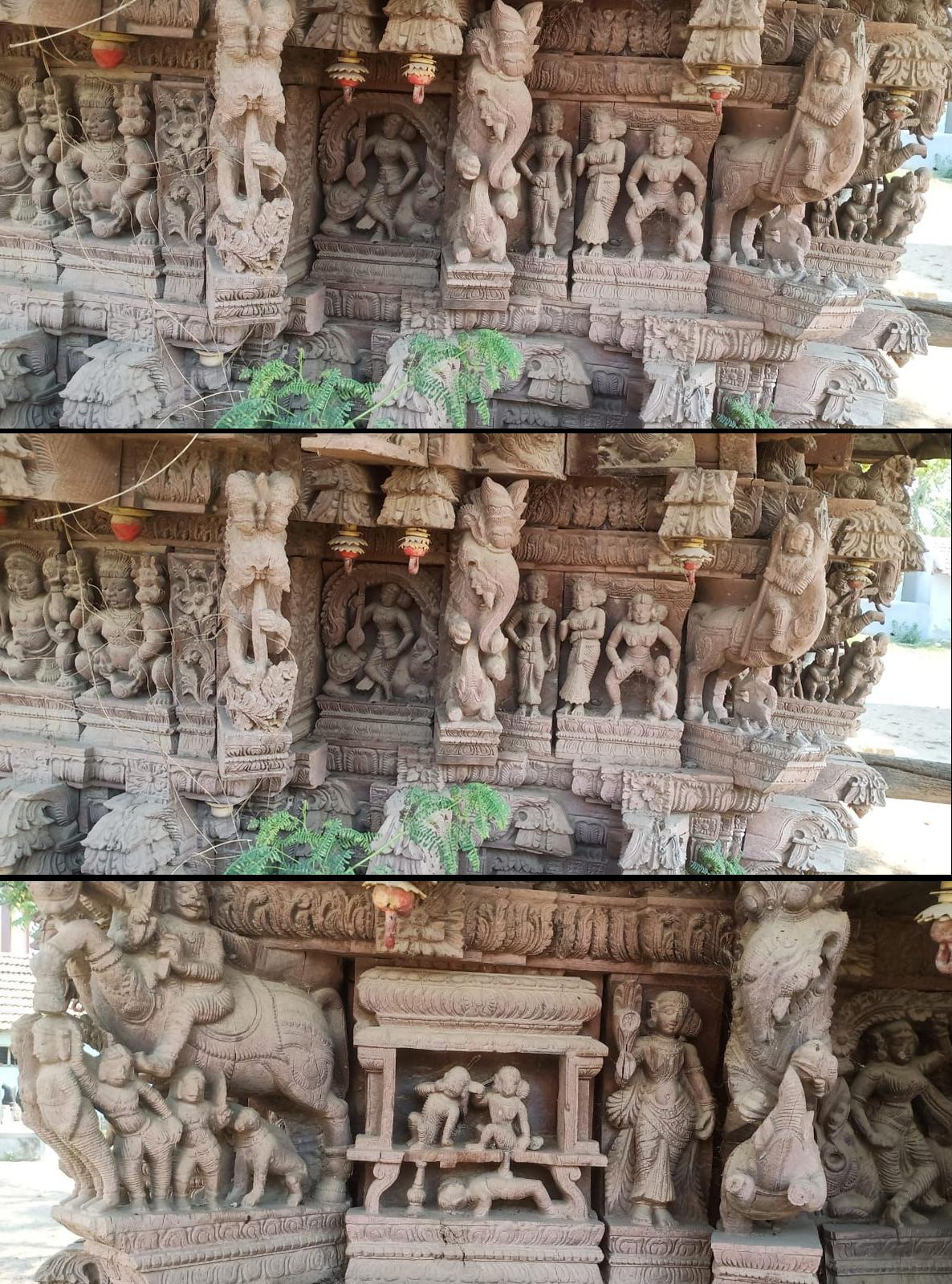 Birman Panneau de temple indien ancien en bois du 18ème siècle en vente
