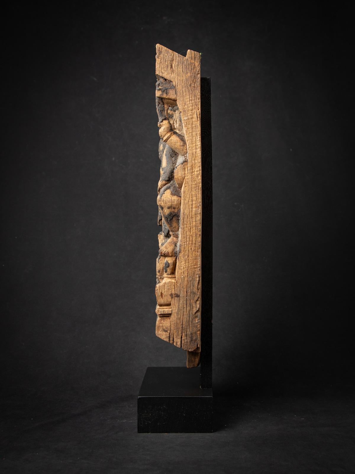 Burmese 18th century Antique wooden Indian temple panel from India For Sale
