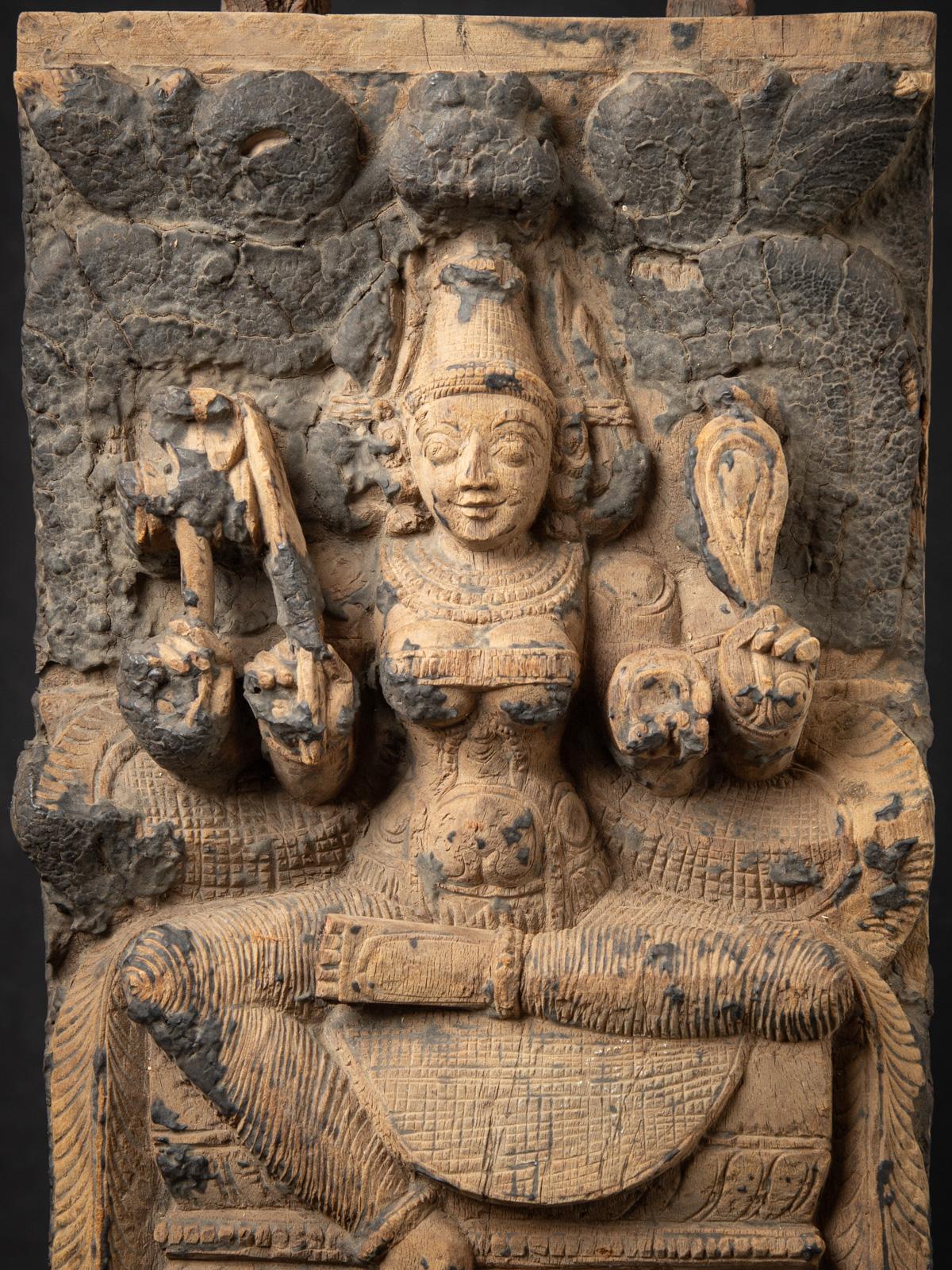 Burmese 18th century Antique wooden Indian temple panel from India For Sale
