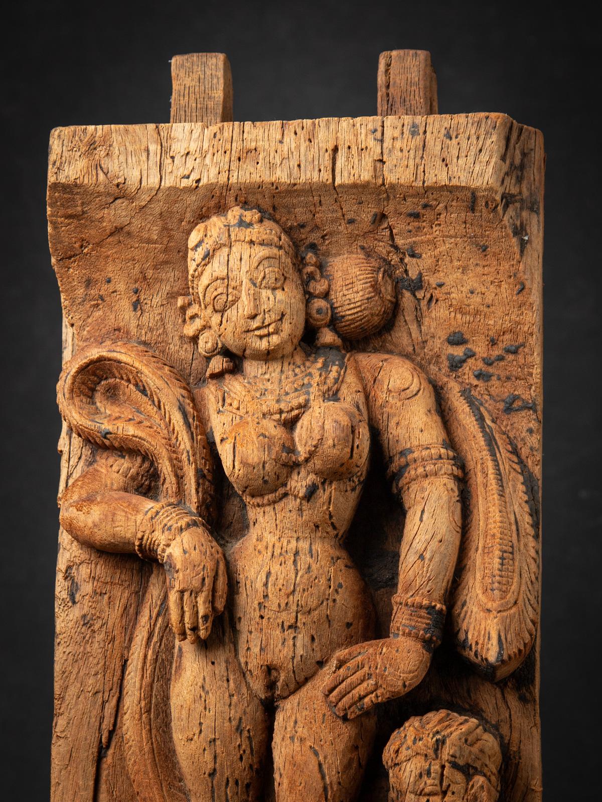 Burmese 18th century Antique wooden Indian temple panel from India For Sale