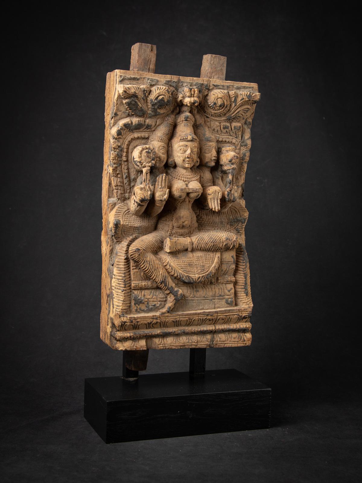 Panneau de temple indien ancien en bois du 18ème siècle en vente 1