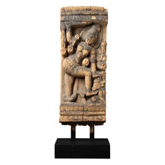 18th century Antique wooden Indian temple panel from India