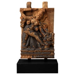 18th century Antique wooden Indian temple panel from India