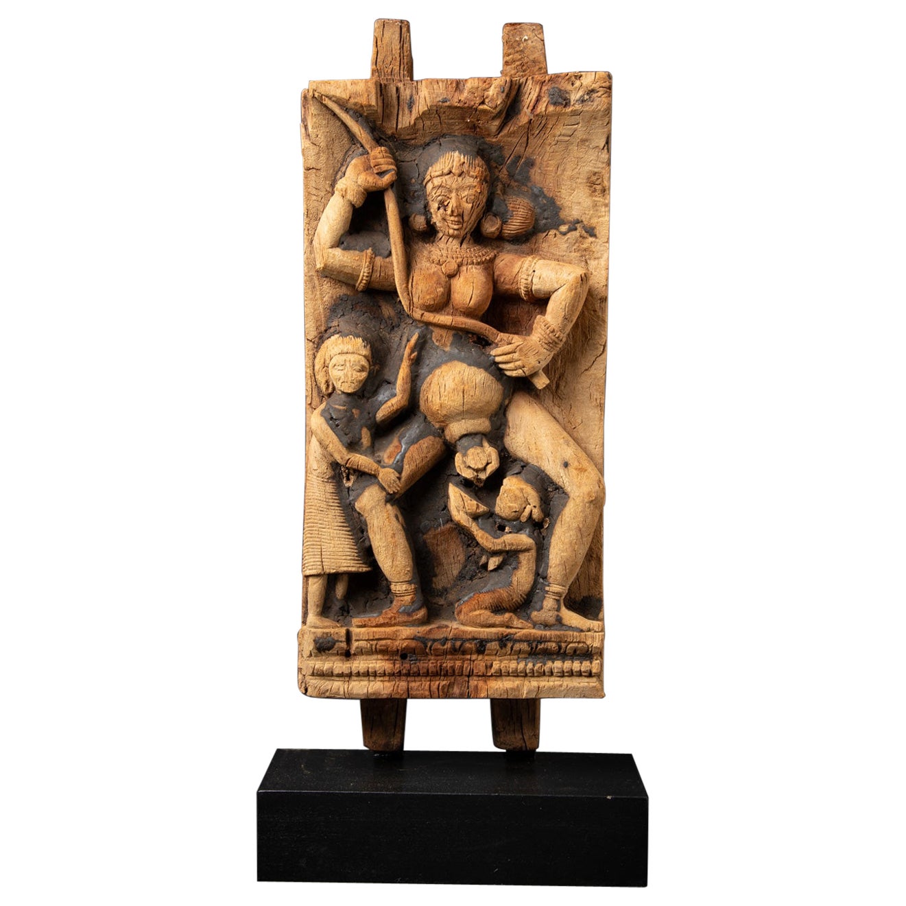 18th century Antique wooden Indian temple panel from India For Sale