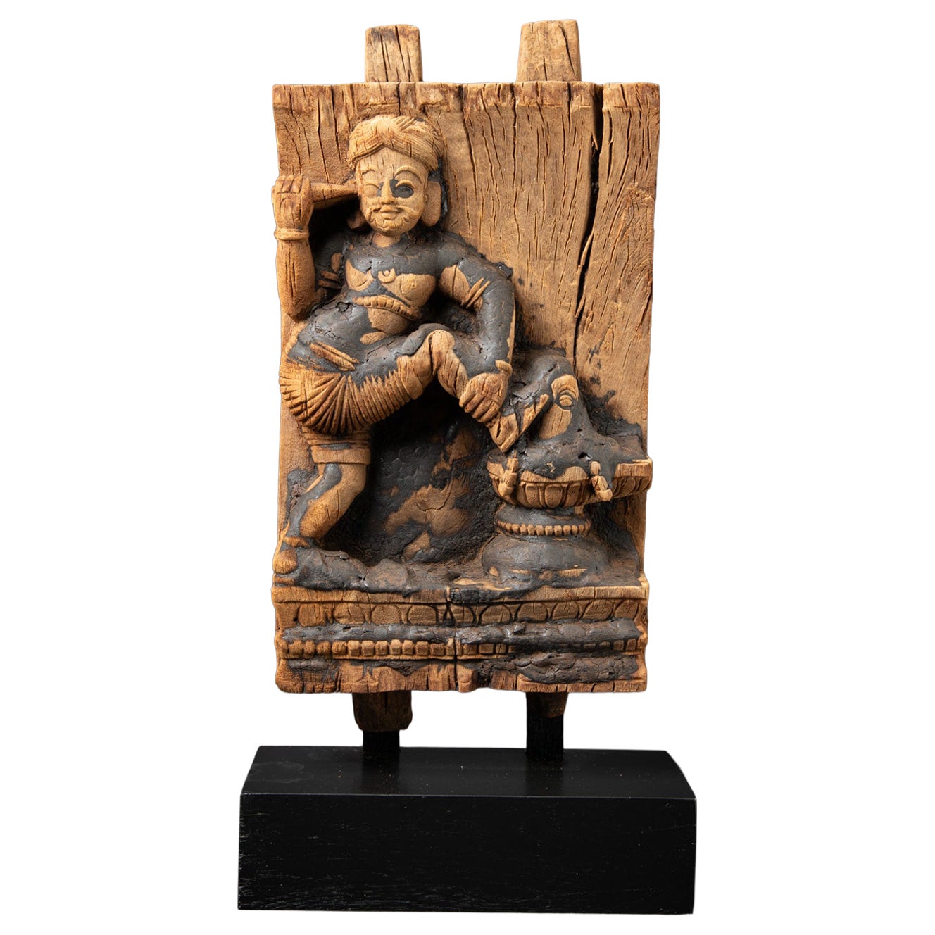 18th century Antique wooden Indian temple panel from India