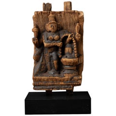 18th century Antique wooden Indian temple panel from India
