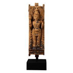18th century Antique wooden Indian temple panel from India