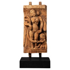 Pannello antico di legno del tempio indiano del XVIII secolo, proveniente dall'India