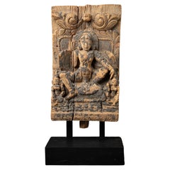 18th century Antique wooden Indian temple panel from India
