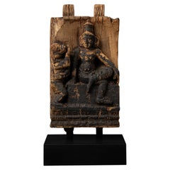 18th century Antique wooden panel of Hindu Deity from India