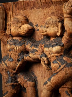 18th century Antique wooden panel of Hindu god from India
