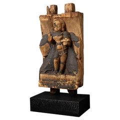 18th century Antique wooden panel of Hindu god from India
