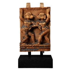 18th century Antique wooden panel of Hindu god from India