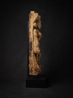 18th century Antique wooden panel of the goddess Devi from India