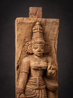 18th century Antique wooden panel of the goddess Devi from India