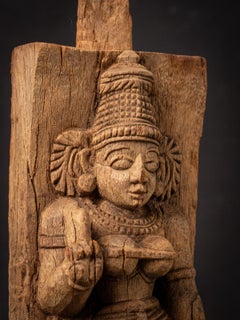18th century Antique wooden panel of the goddess Devi from India