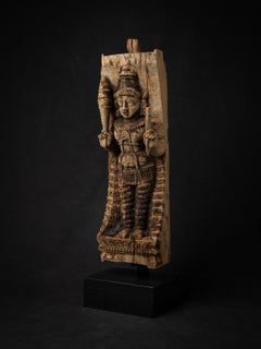 18th century Antique wooden panel of the goddess Devi from India