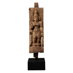 18th century Antique wooden panel of the goddess Devi from India