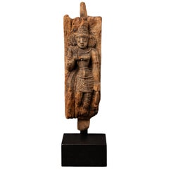 18th century Antique wooden panel of the goddess Devi from India
