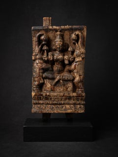 18th century Antique wooden panel of the goddess Lakshmi from India