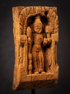 18th century Antique wooden panel of the goddess Parvati from India