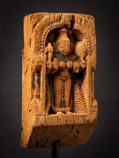 18th century Antique wooden panel of the goddess Parvati from India