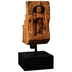 18th century Antique wooden panel of the goddess Parvati from India