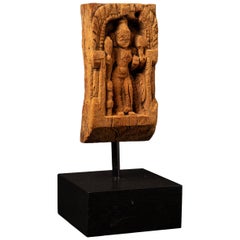 18th century Antique wooden panel of the goddess Parvati from India