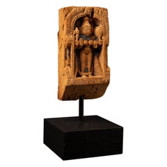 18th century Antique wooden panel of the goddess Parvati from India