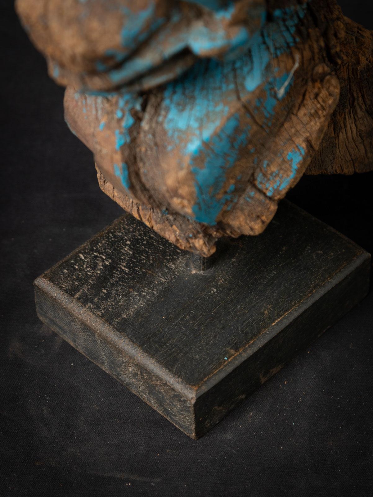 18th century Antique wooden temple fragment of a Horse head 13