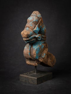 18th century Antique wooden temple fragment of a Horse head
