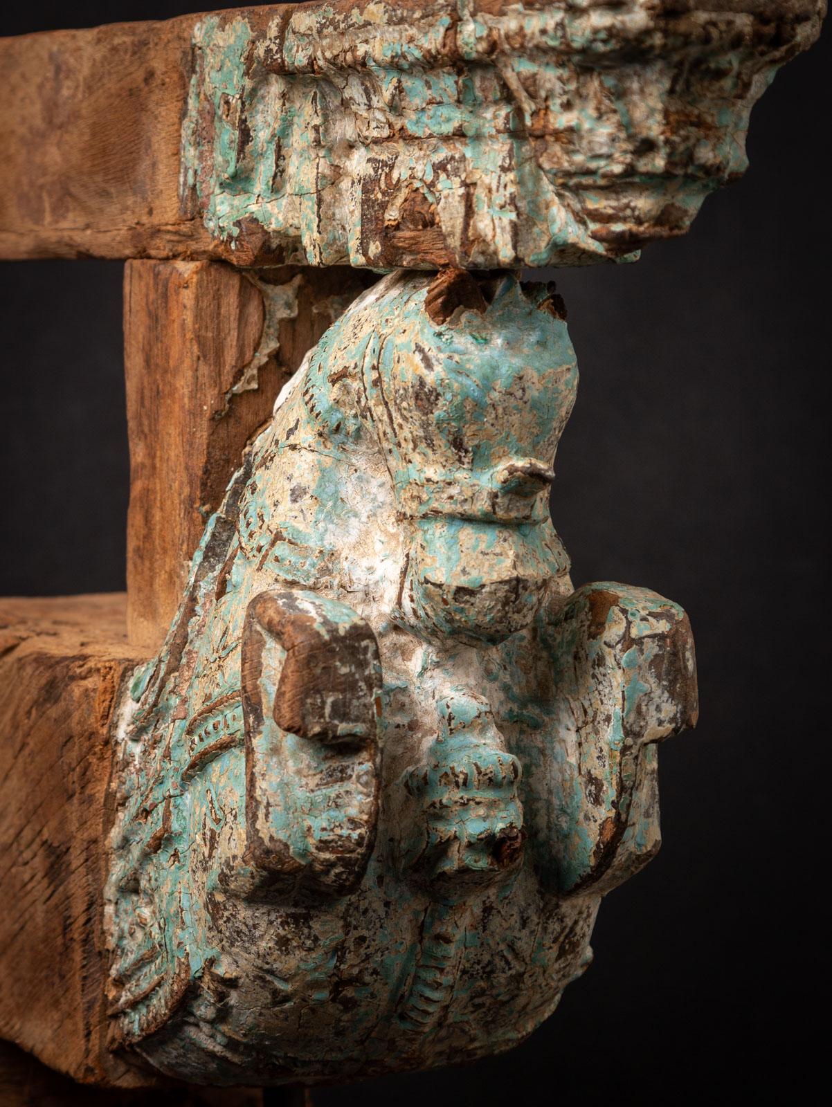 Wood 18th century Antique wooden temple fragment of a Horse head For Sale