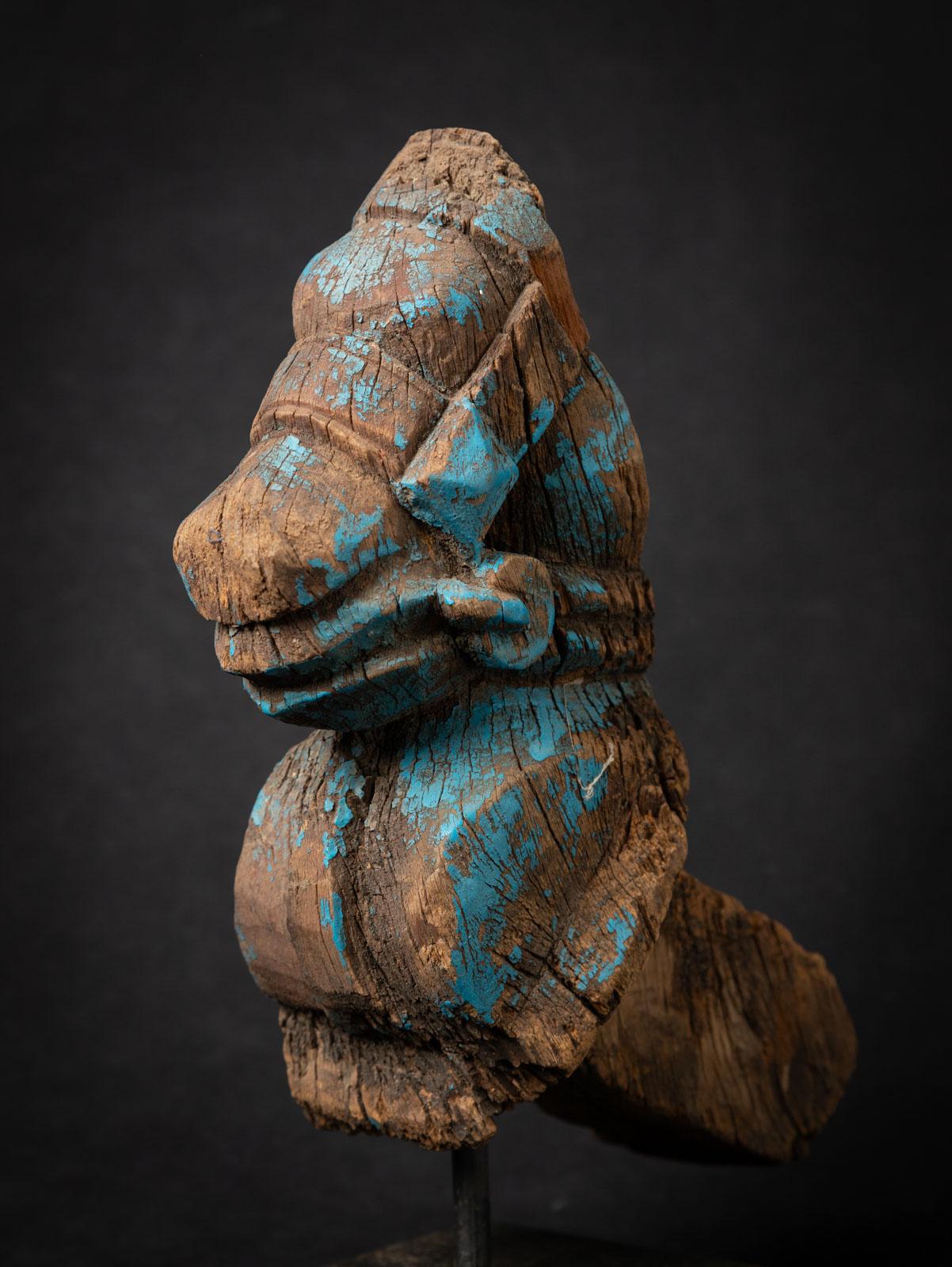 18th century Antique wooden temple fragment of a Horse head 3