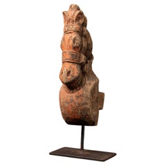 18th century Antique wooden temple fragment of a Horse head