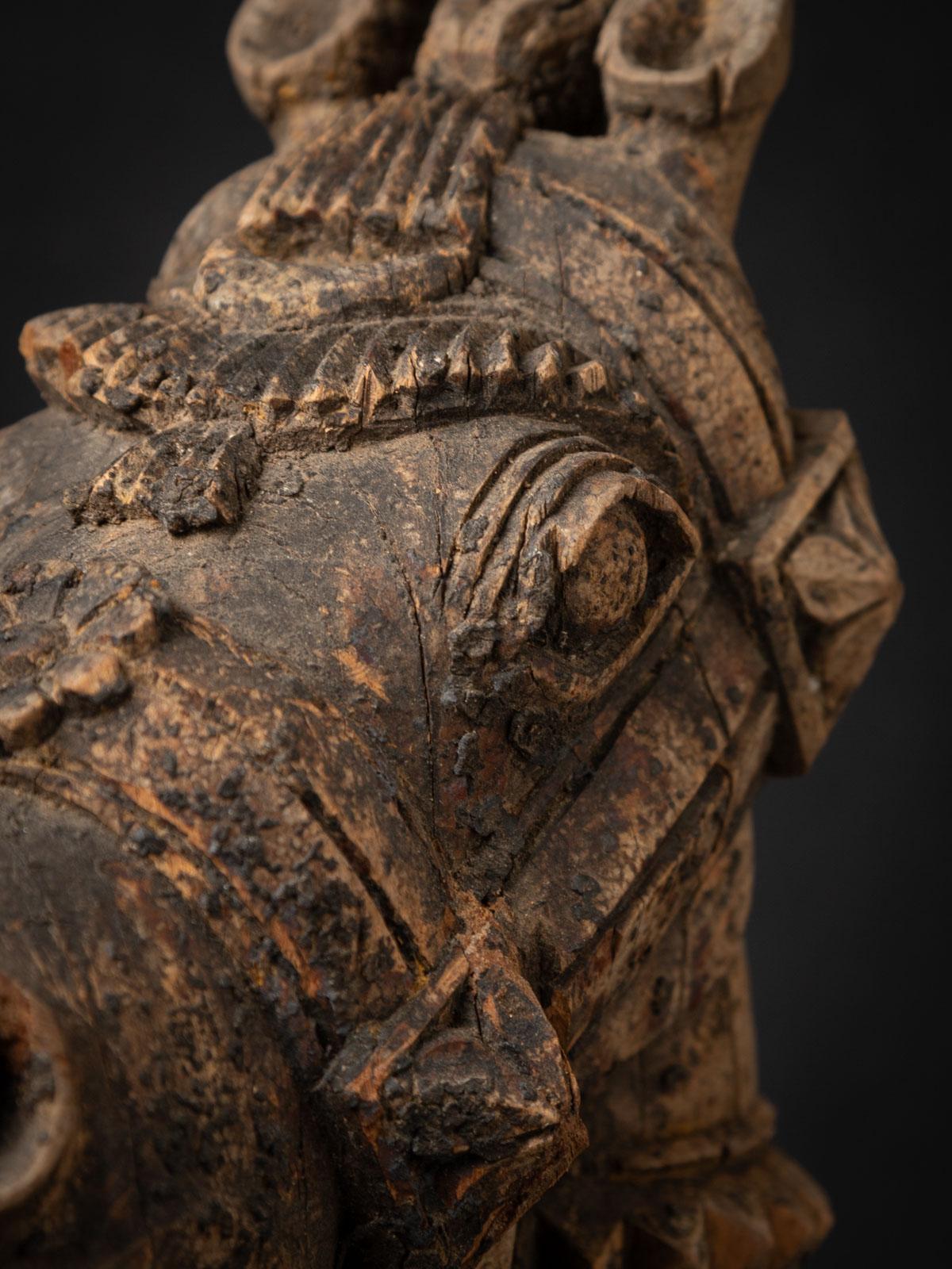 18th century Antique wooden temple fragment of a Horse head from India 10
