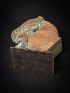 18th century Antique wooden temple fragment of a Horse head from India