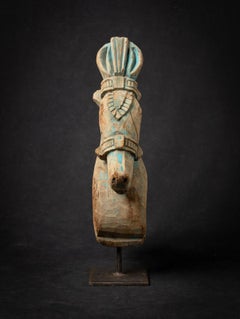 18th century Antique wooden temple fragment of a Horse head from India
