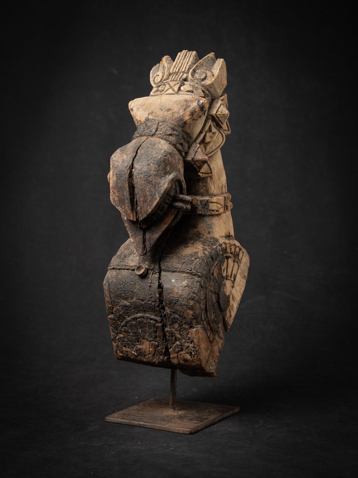Indian 18th century Antique wooden temple fragment of a Horse head from India For Sale