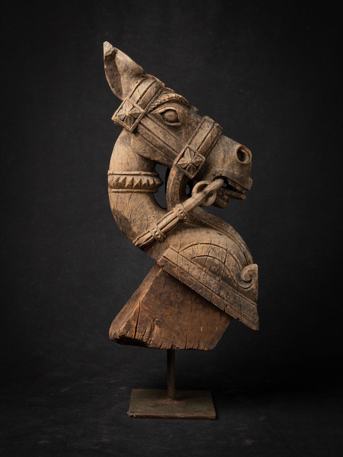 18th Century and Earlier 18th century Antique wooden temple fragment of a Horse head from India