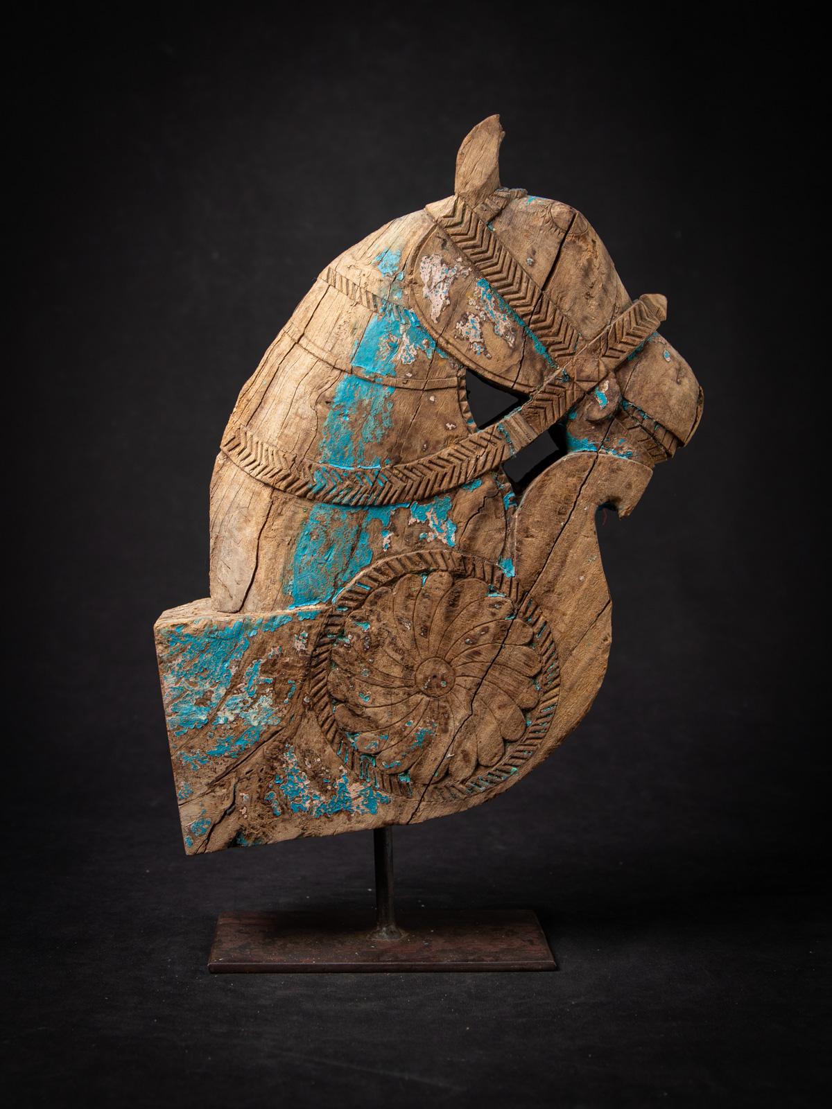18th Century and Earlier 18th century Antique wooden temple fragment of a Horse head from India For Sale