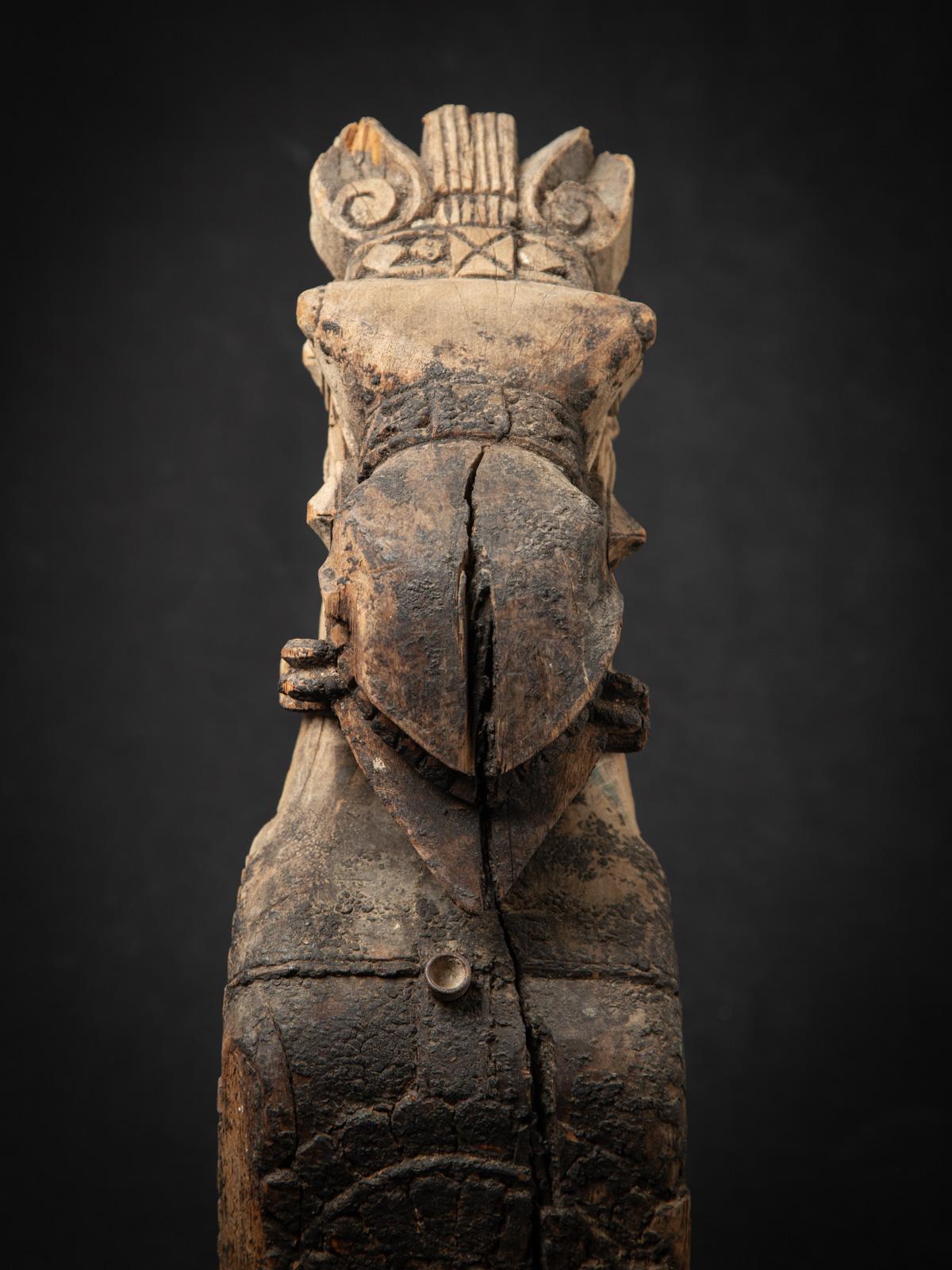 18th Century and Earlier 18th century Antique wooden temple fragment of a Horse head from India For Sale