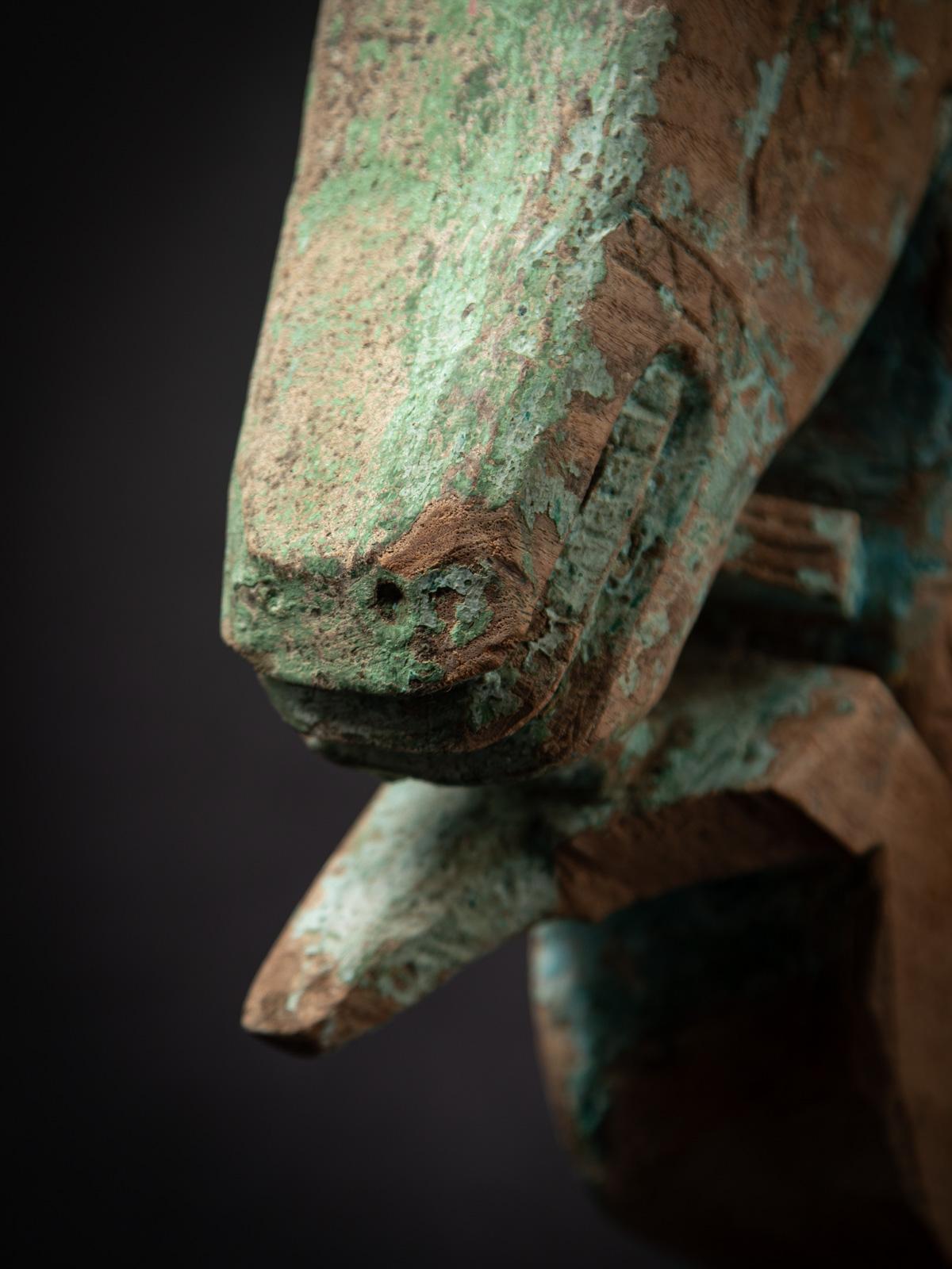 18th century Antique wooden temple fragment of a Horse head from India For Sale 1