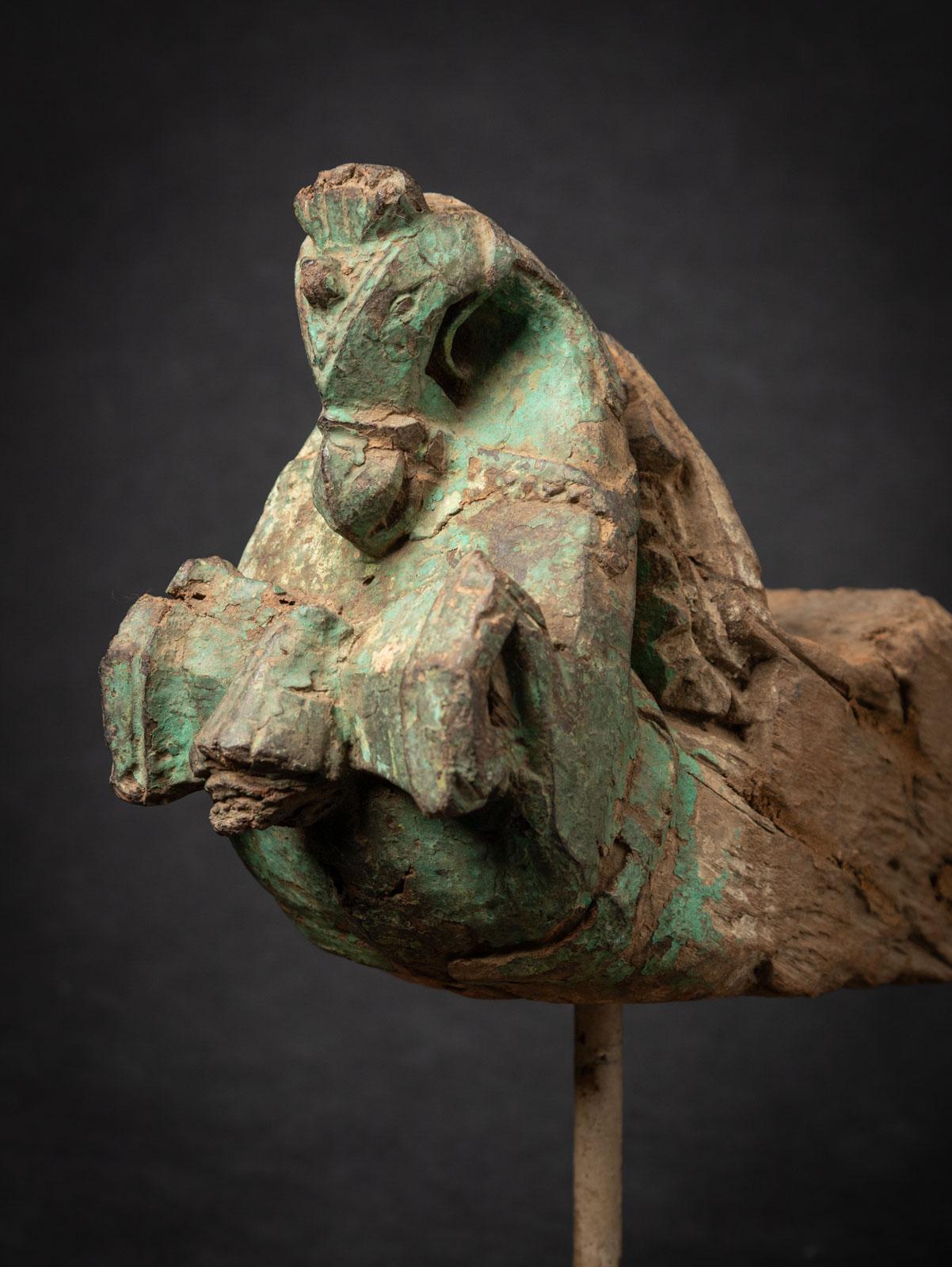 18th century Antique wooden temple fragment of a Horse head from India For Sale 3