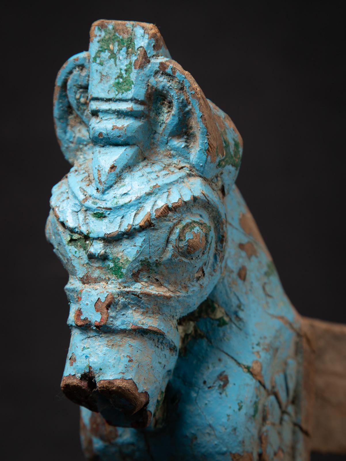 18th century Antique wooden temple fragment of a Horse head from India 3
