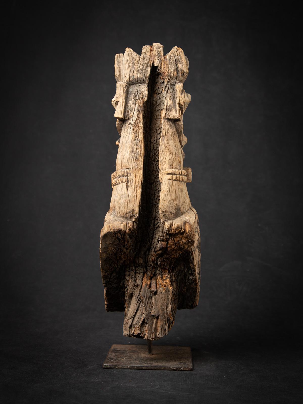 18th century Antique wooden temple fragment of a Horse head from India For Sale 3