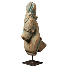 18th century Antique wooden temple fragment of a Horse head from India