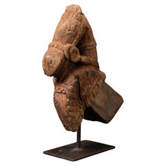 18th century Antique wooden temple fragment of a Horse head from India