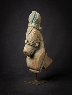 18th century Antique wooden temple fragment of a Horse head from India