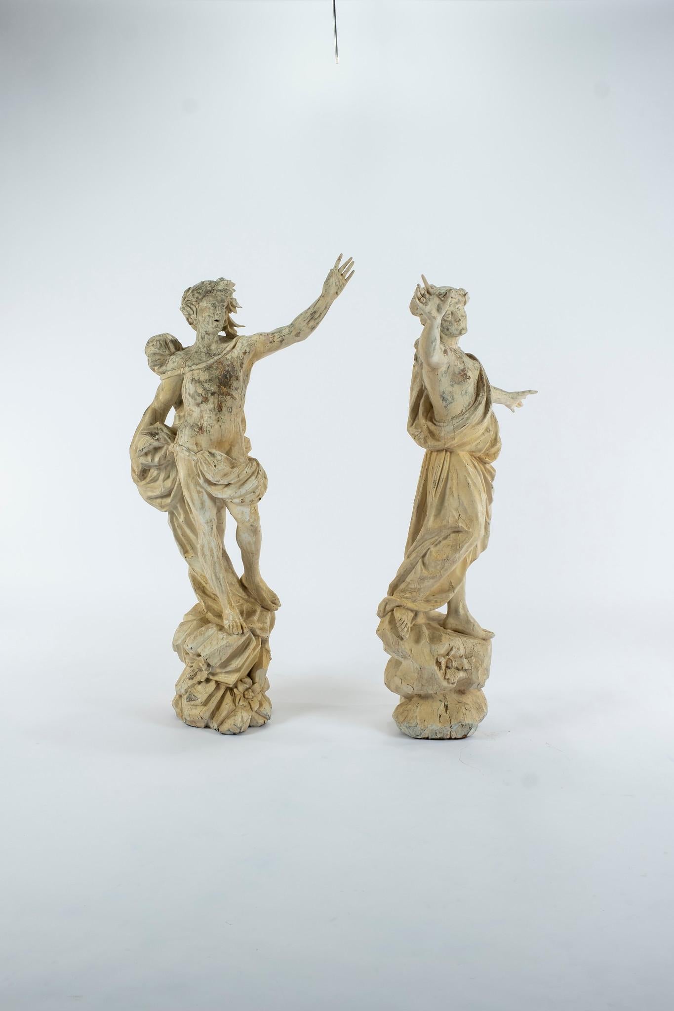 18th Century Apollo and Daphne Carved Wood Statuary 13