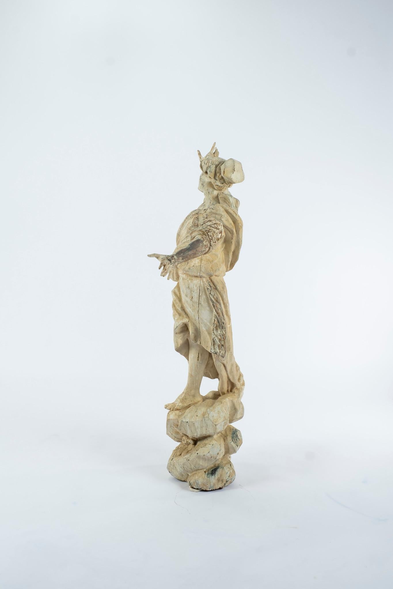 European 18th Century Apollo and Daphne Carved Wood Statuary